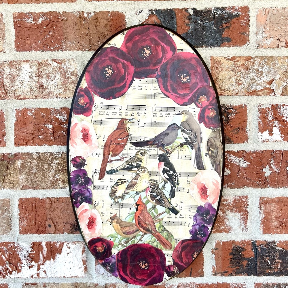 Oval Wood Bird Wall Decor for Outdoor or Indoor Wall Home Patio Office 11 x 18